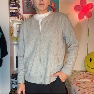 Alfred Dunner Gray Zip-Up Cardigan